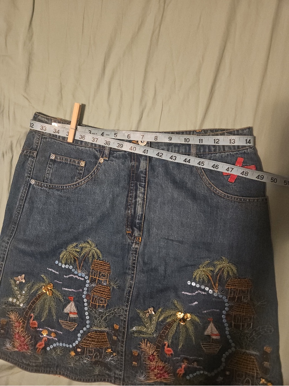 Oilily Blue Denim Mini Skirt with Tropical Embroidery - Picture 10 of 10